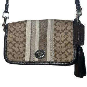 Coach Legacy Signature Monogram Stripe Penny Crossbody Bag